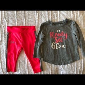 Under Armour Outfit Toddler Girl Pink Gray 12 mo